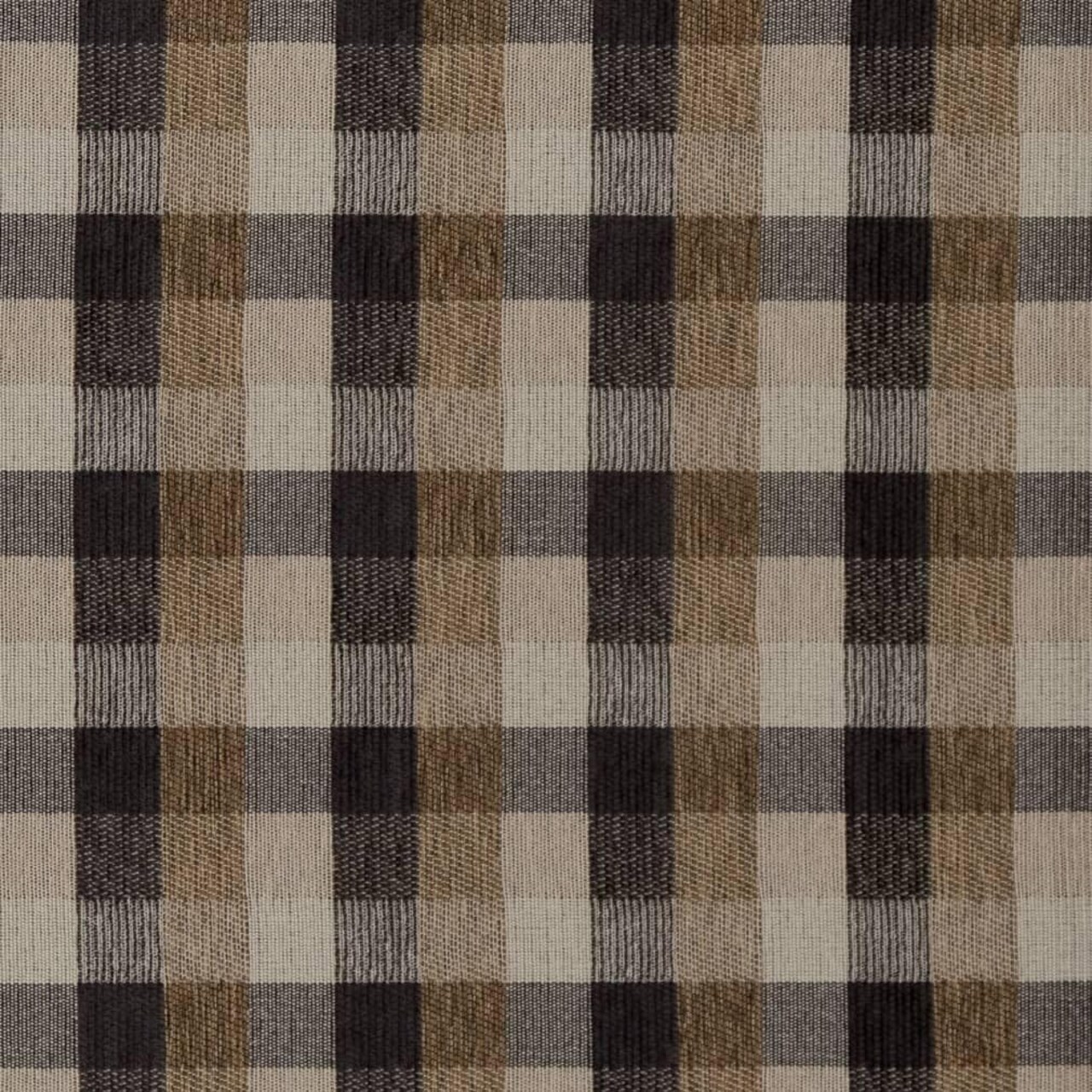 Brown Grey Stain Resistant Performance Pet Friendly Check Plaid Woven Pattern Upholstery Fabric by The Yard - SKU: Menifee Cinder